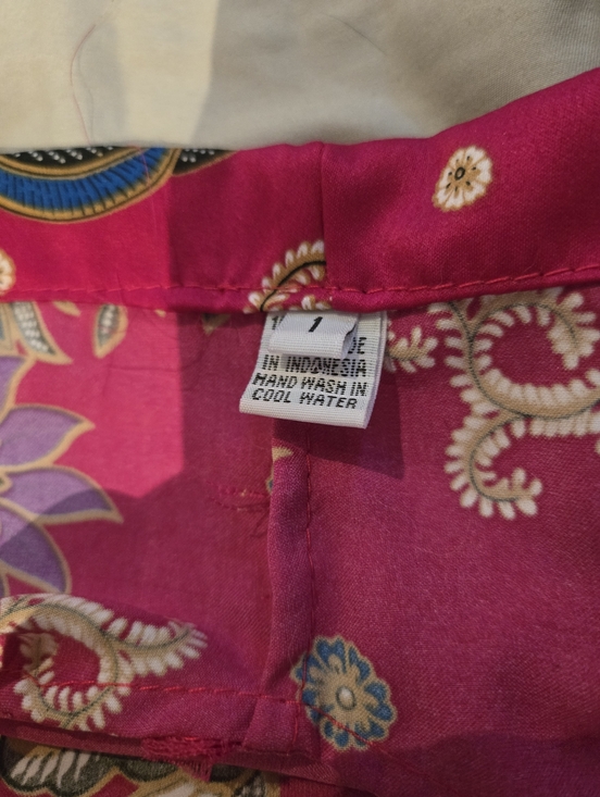 100% Silk Bright Fuchsia Floral Kimono Jacket, Size XS - Picture 2 of 10